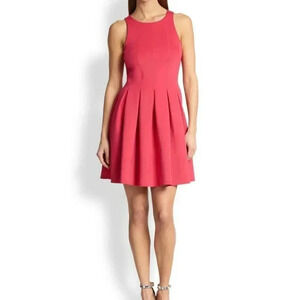 Bailey 44 Pink Scuba Sleeveless Pleated Dress